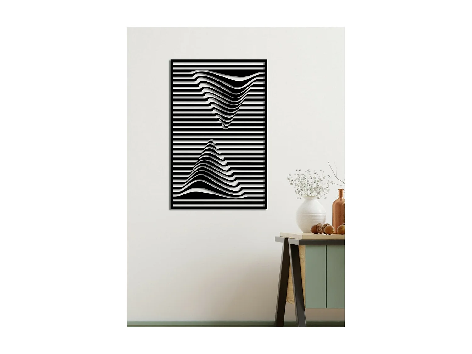 Dekoracja Metalowa Trójkąty, Czarny, 50x3x77 cm, EPIKASA