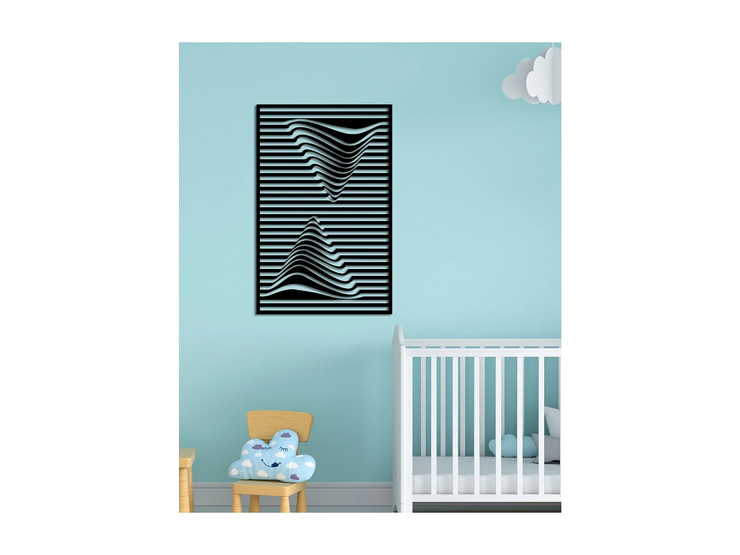 Dekoracja Metalowa Trójkąty, Czarny, 50x3x77 cm, EPIKASA