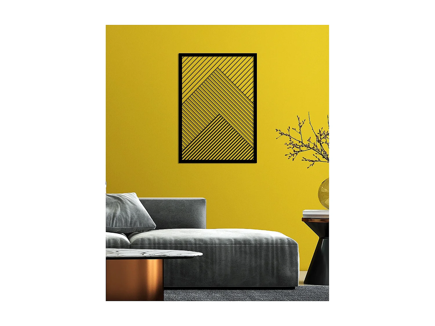 Decorazione in Metallo Linee 8, Nero, 50x3x71 cm, EPIKASA