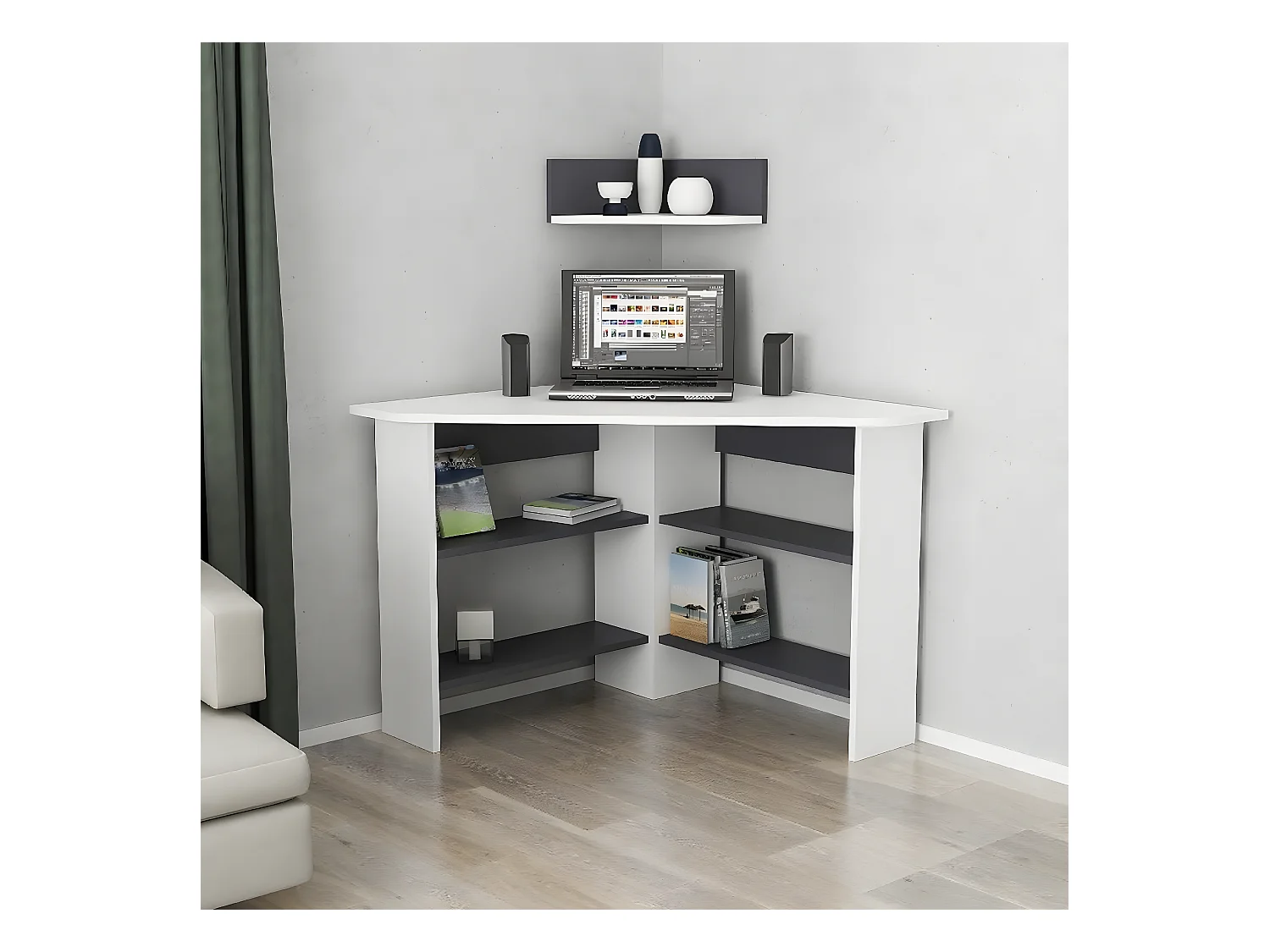Bureau Moderne Mila, Blanc, 90x90x90 cm, EPIKASA
