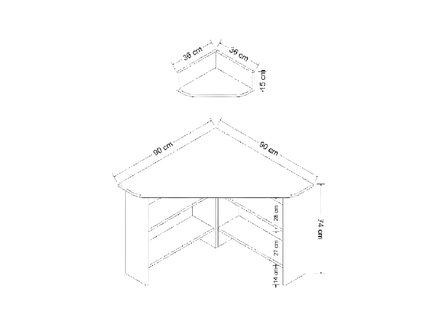 Bureau Moderne Mila, Blanc, 90x90x90 cm, EPIKASA
