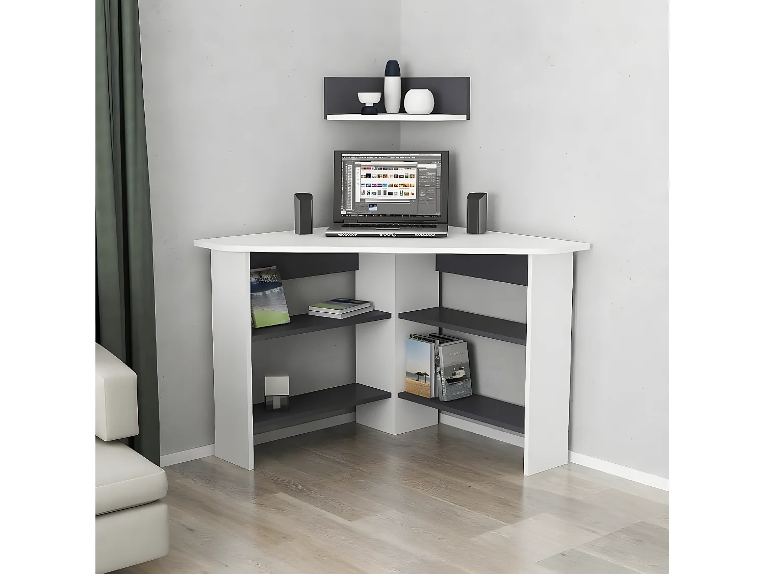 Secretária Mila, Branco, 90x90x90 cm, EPIKASA