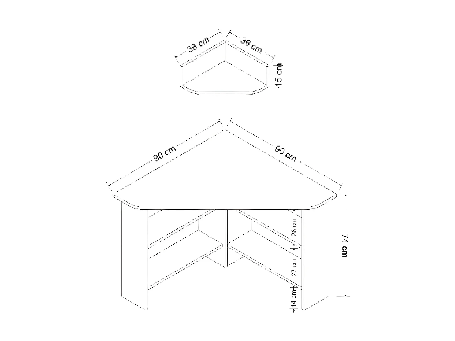 Secretária Mila, Branco, 90x90x90 cm, EPIKASA