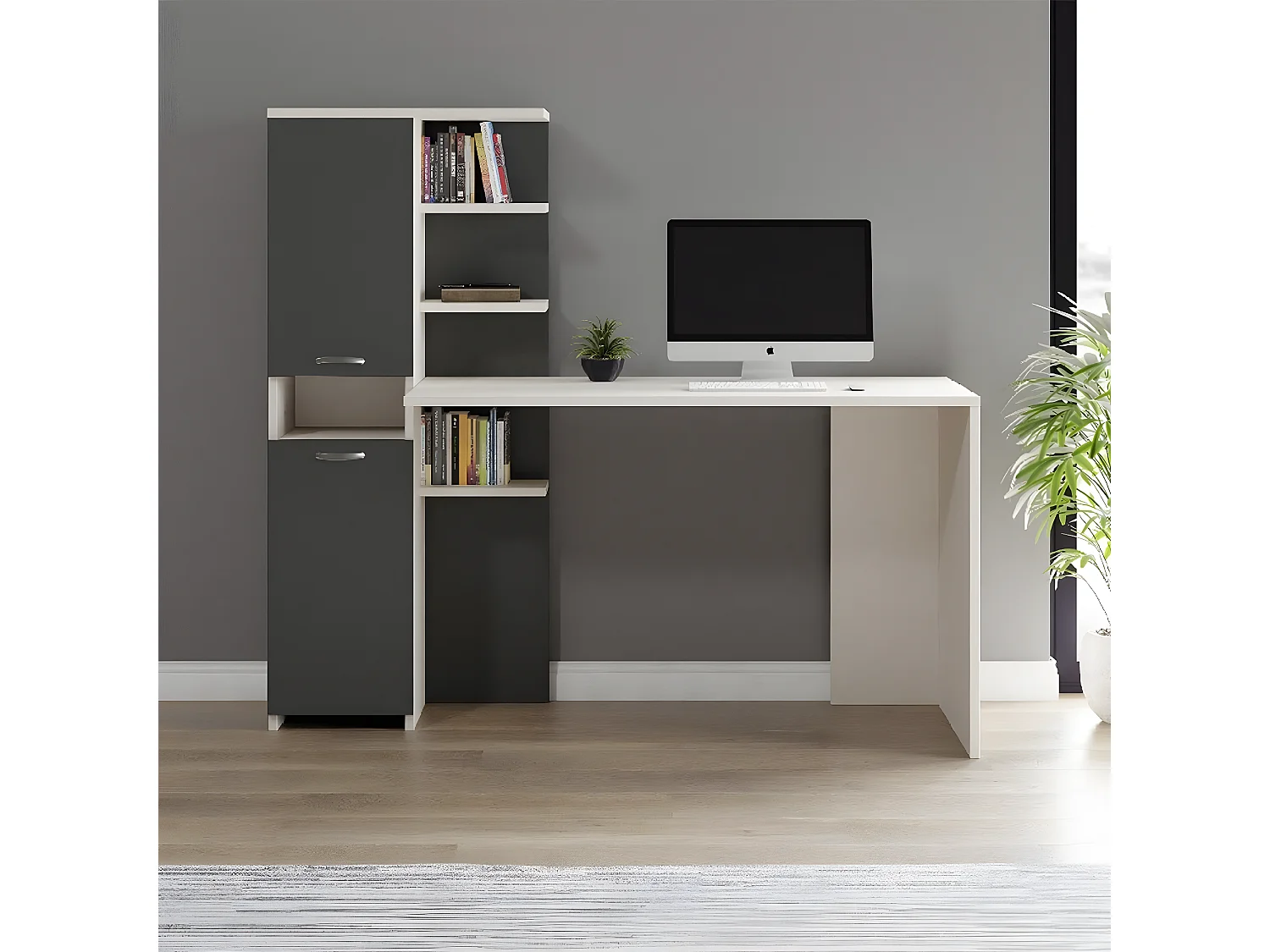 Bureau Moderne Clio, Anthracite, 150x60x135 cm, EPIKASA
