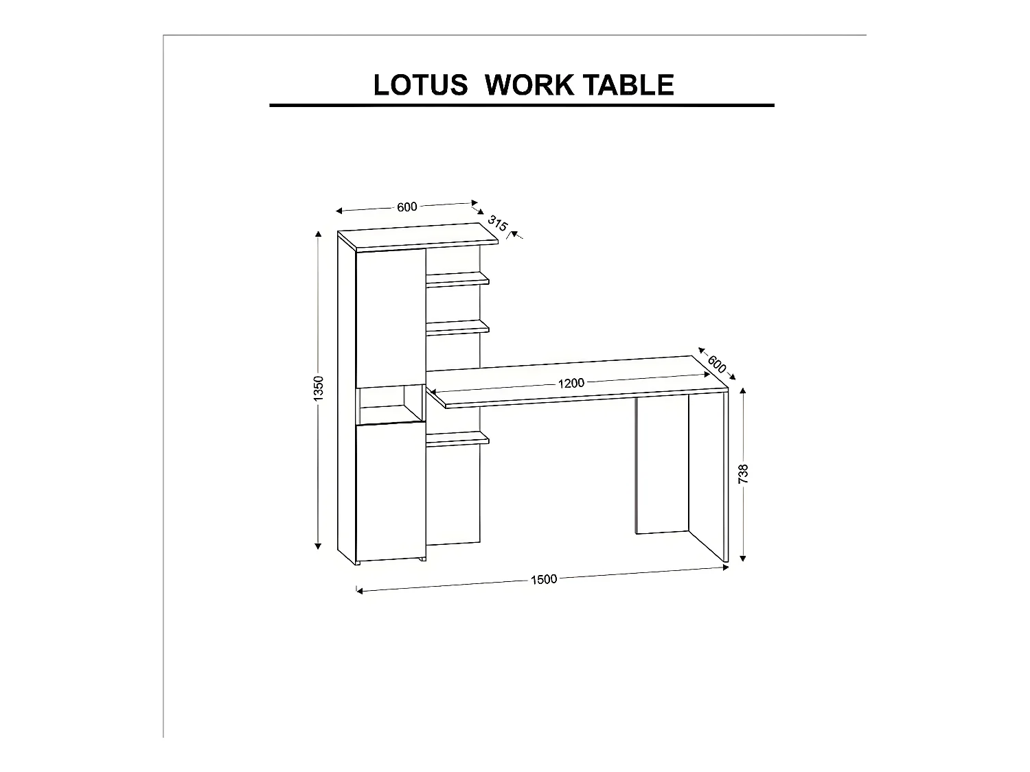 Bureau Moderne Clio, Anthracite, 150x60x135 cm, EPIKASA
