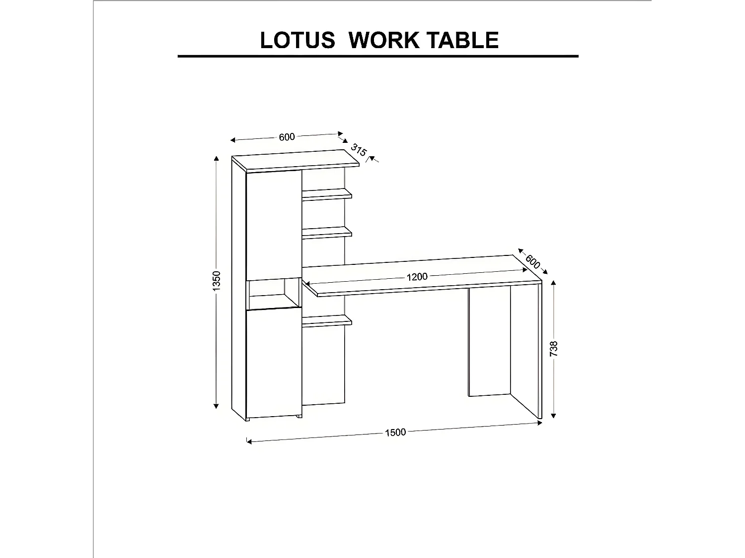 Bureau Clio - Eik - 150x60x135 cm - EPIKASA