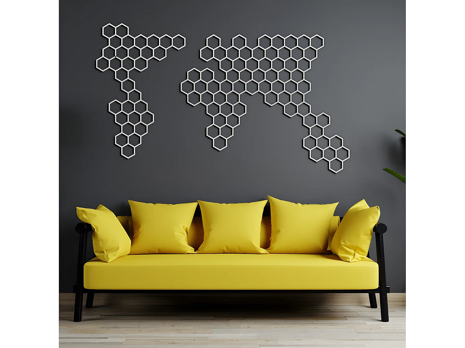 Metalen Decoratie Wereldkaart 8 - Zilver - 154x3x85 cm - EPIKASA