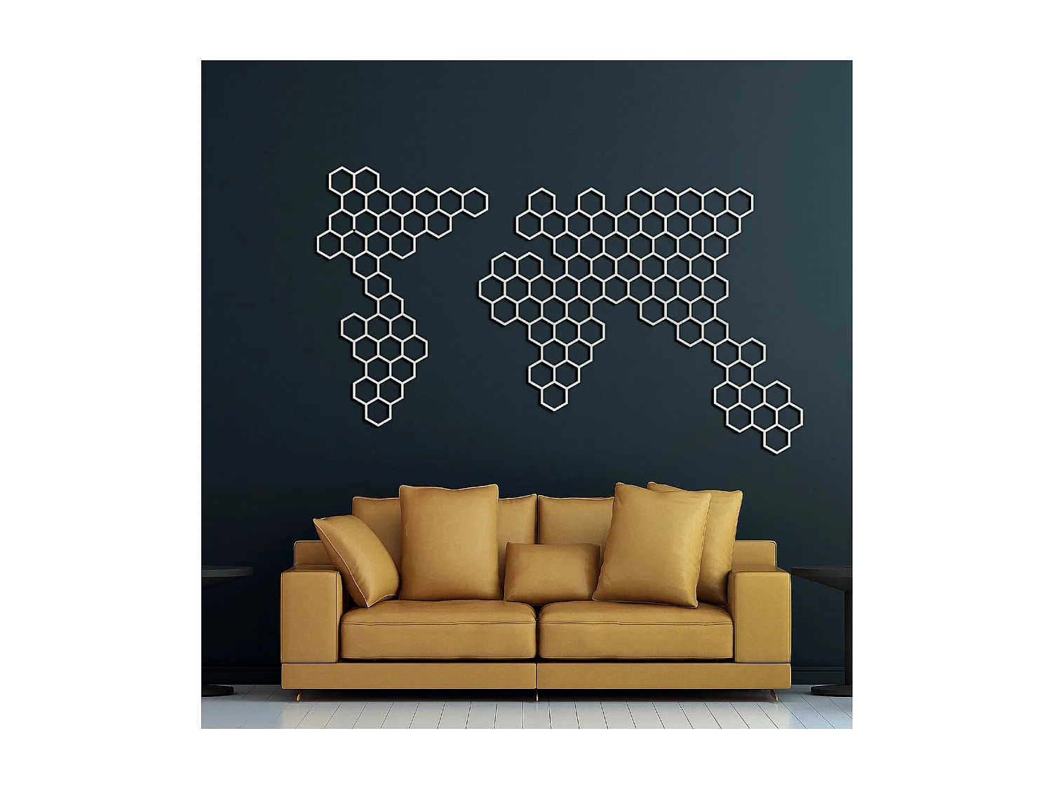 Metalen Decoratie Wereldkaart 8 - Zilver - 154x3x85 cm - EPIKASA