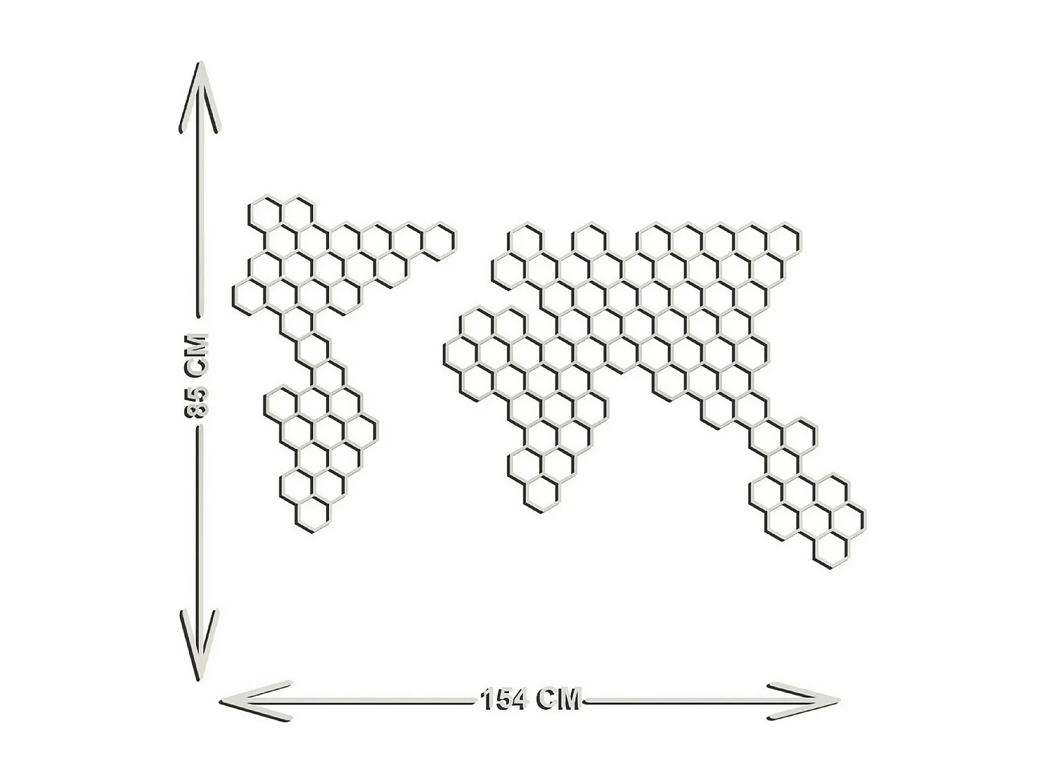 Metalen Decoratie Wereldkaart 8 - Zilver - 154x3x85 cm - EPIKASA