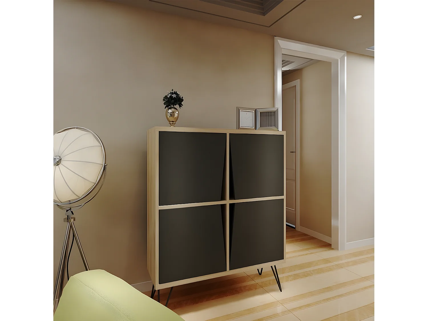 Multifunctionele Kast Giuliana - Antraciet - 90x30x110 cm - EPIKASA