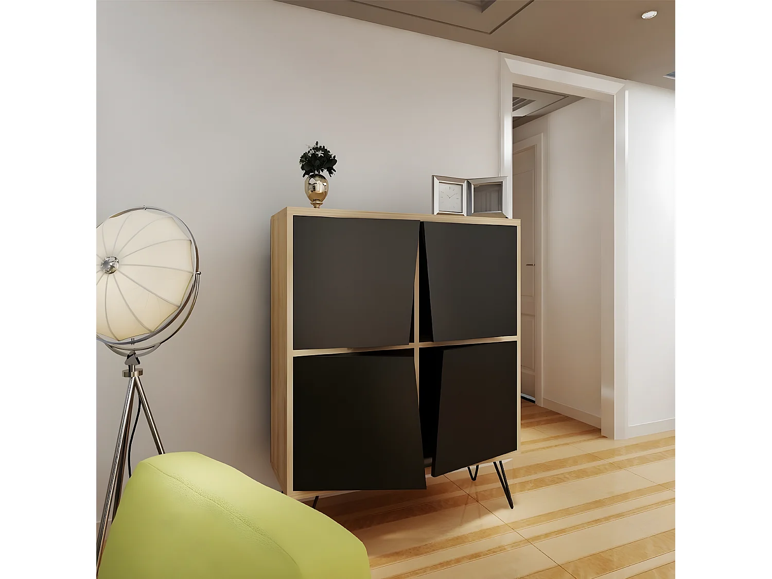 Multifunctionele Kast Giuliana - Antraciet - 90x30x110 cm - EPIKASA