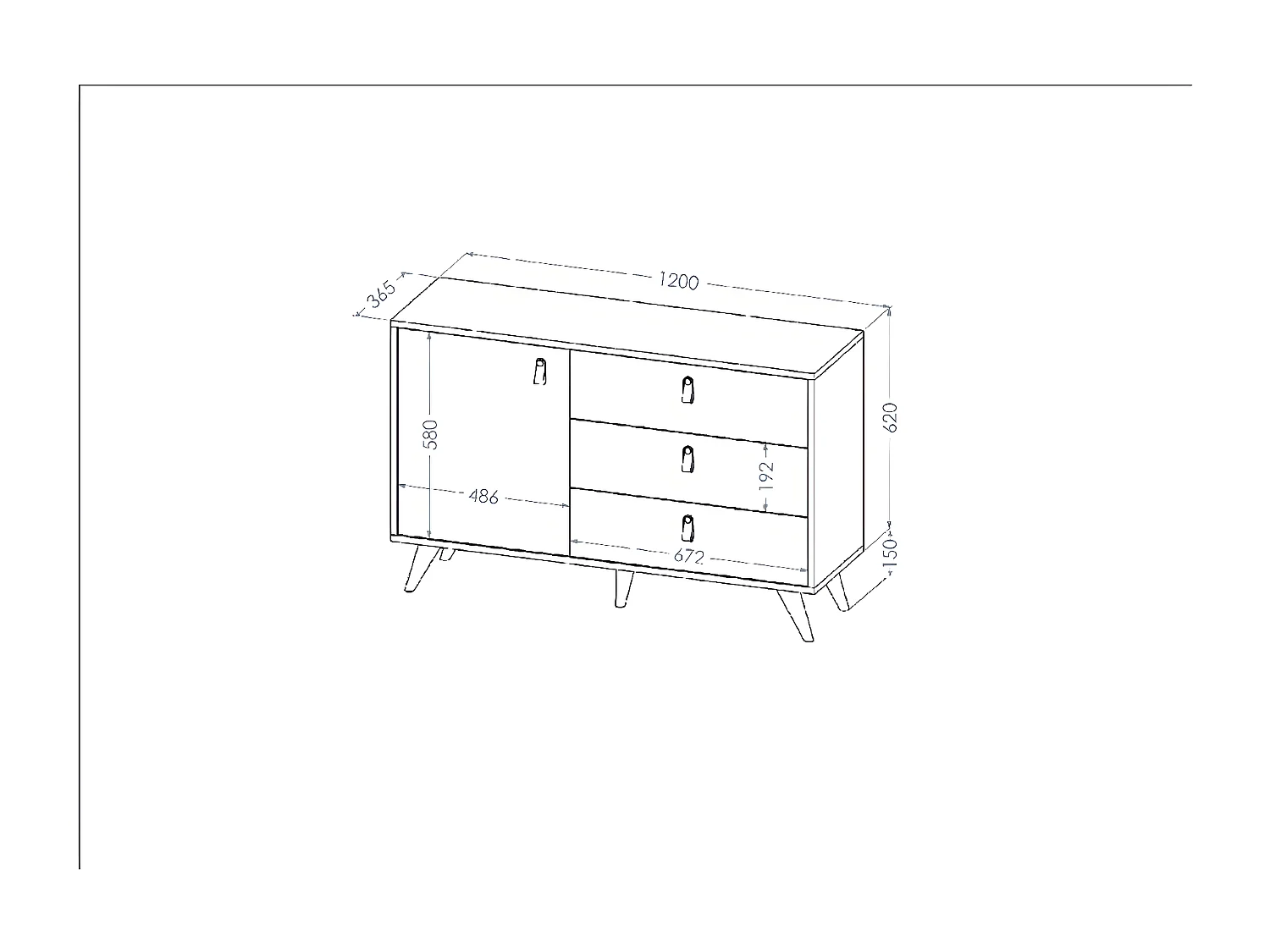 Multifunctionele Kast Manila - Eik - 120x36,5x77 cm - EPIKASA