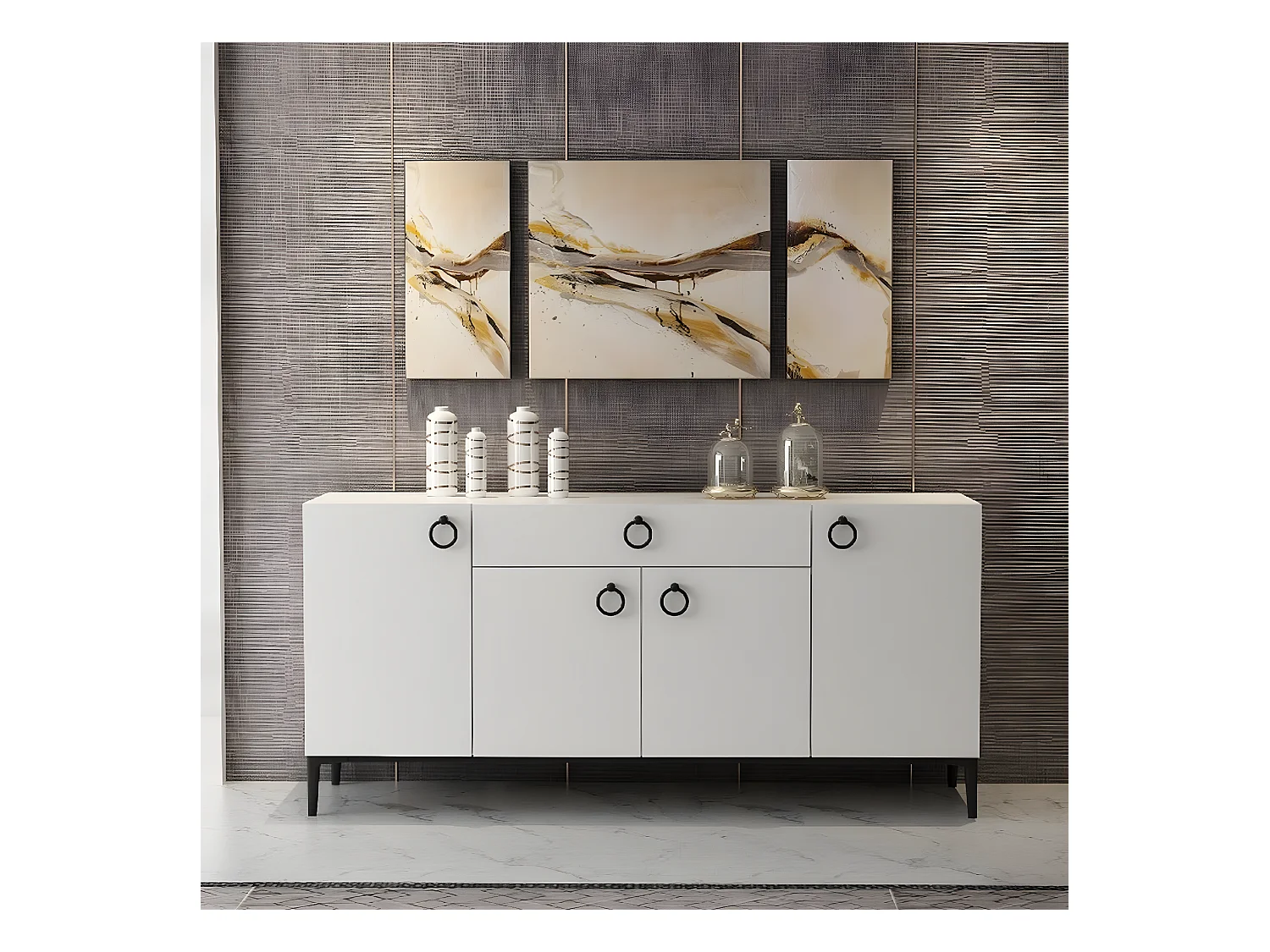 Armoire à Usages Multiples Gloria, Blanc, 160x42x75 cm, EPIKASA