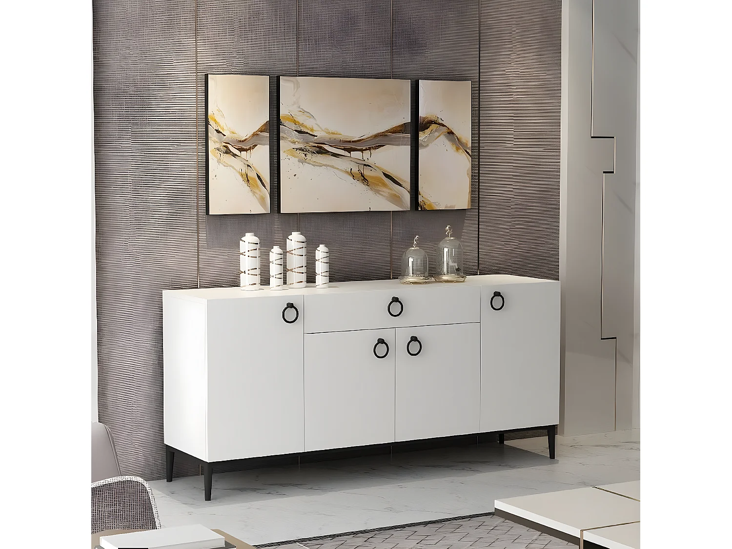 Armoire à Usages Multiples Gloria, Blanc, 160x42x75 cm, EPIKASA