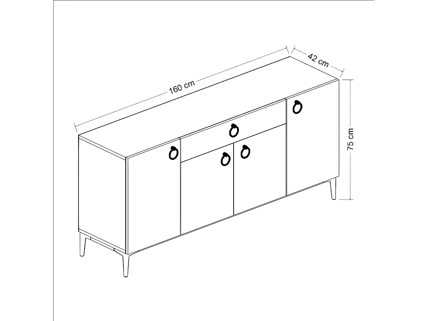 Armoire à Usages Multiples Gloria, Blanc, 160x42x75 cm, EPIKASA