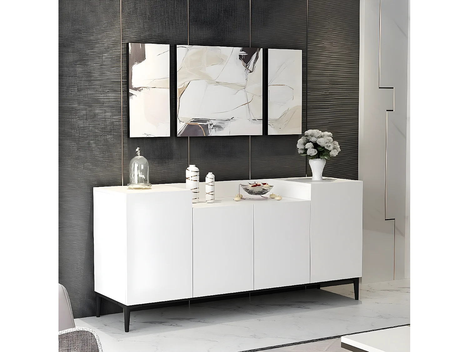 Armoire à Usages Multiples Annalisa, Blanc, 160x42x75 cm, EPIKASA