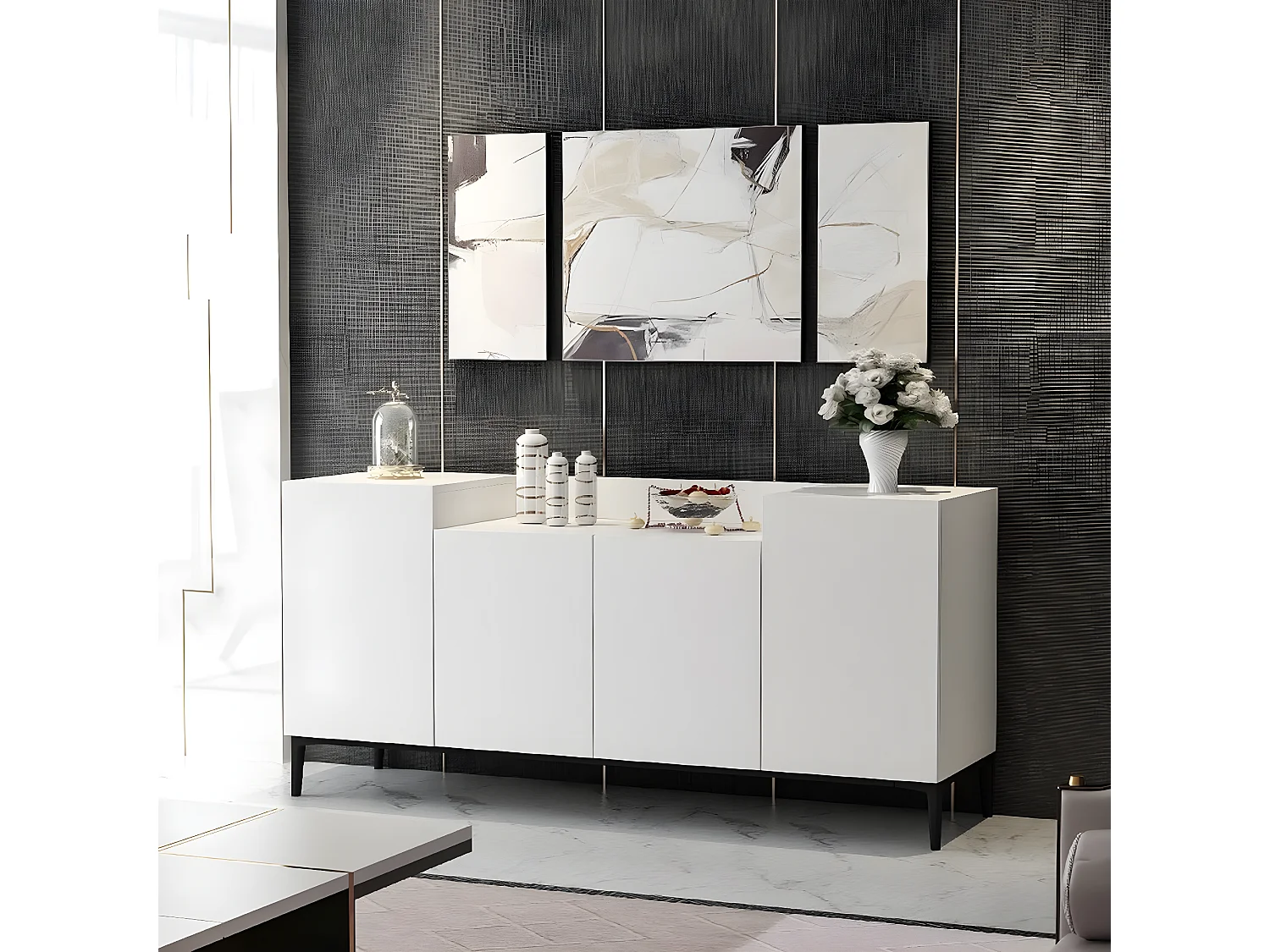 Armoire à Usages Multiples Annalisa, Blanc, 160x42x75 cm, EPIKASA