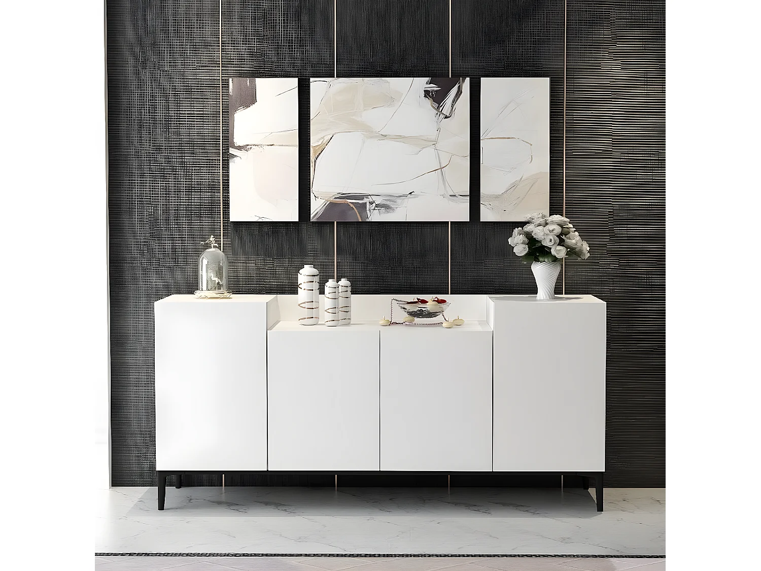 Armoire à Usages Multiples Annalisa, Blanc, 160x42x75 cm, EPIKASA