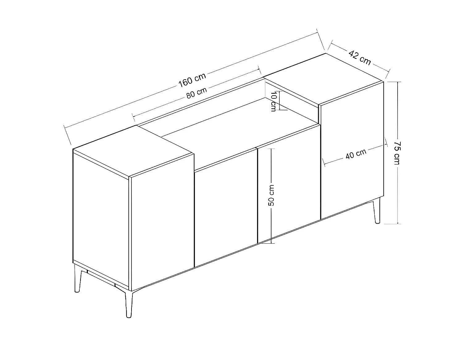 Armoire à Usages Multiples Annalisa, Blanc, 160x42x75 cm, EPIKASA
