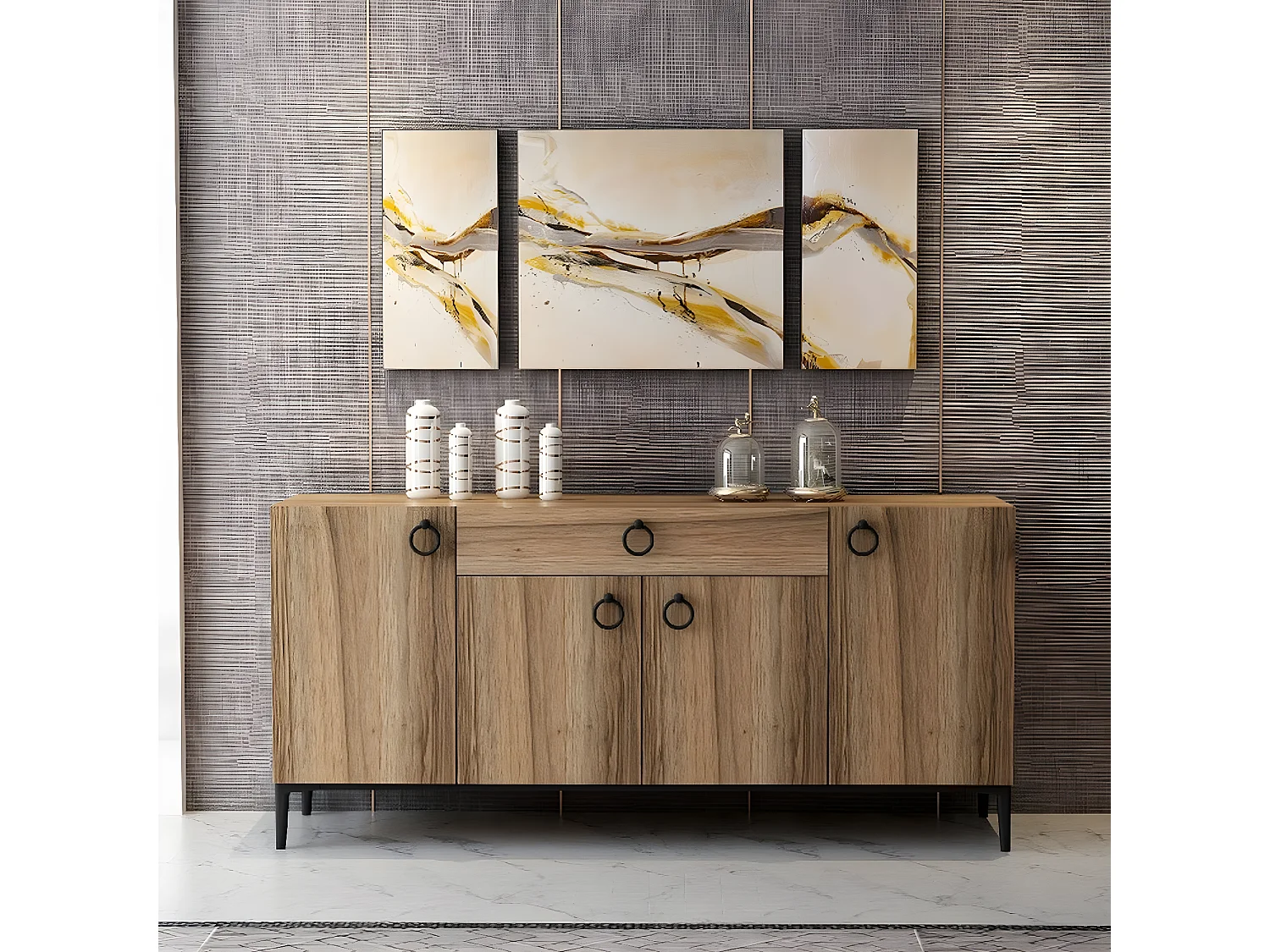 Armoire à Usages Multiples Gloria, Noyer, 160x42x75 cm, EPIKASA