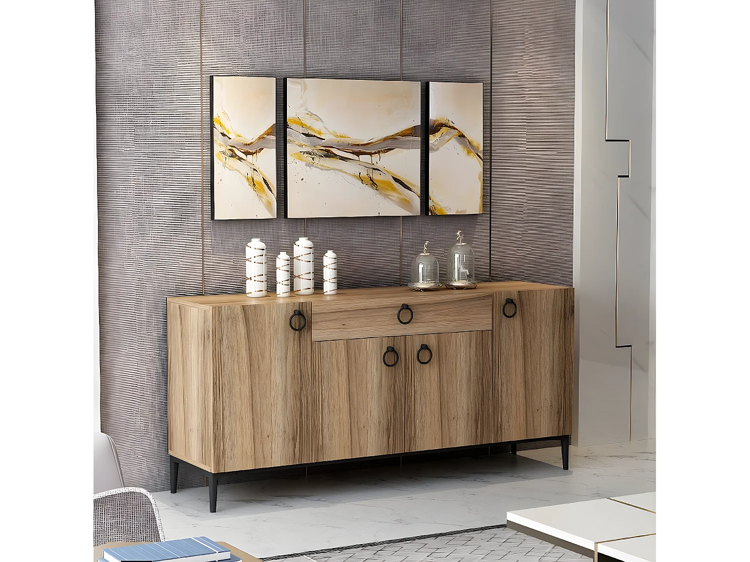 Multifunctionele Kast Gloria - Walnoot - 160x42x75 cm - EPIKASA