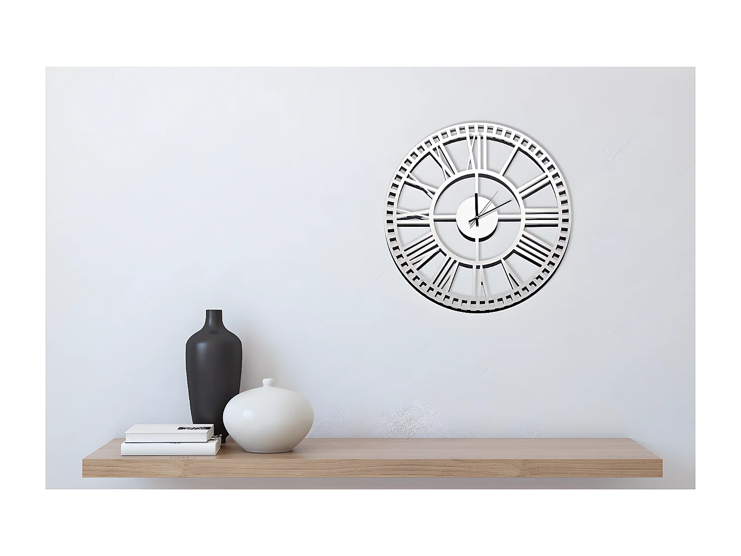 Wandklok Vintage 5 - Wit - 50x1,5x50 cm - EPIKASA