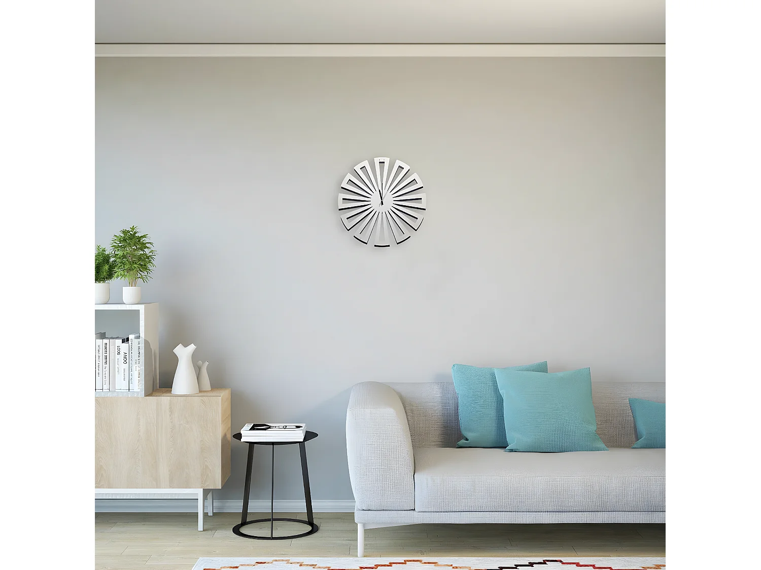 Horloge Murale Géométrique 2, Blanc, 50x1,5x50 cm, EPIKASA