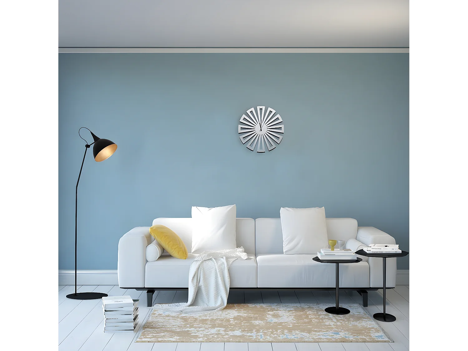 Horloge Murale Géométrique 2, Blanc, 50x1,5x50 cm, EPIKASA