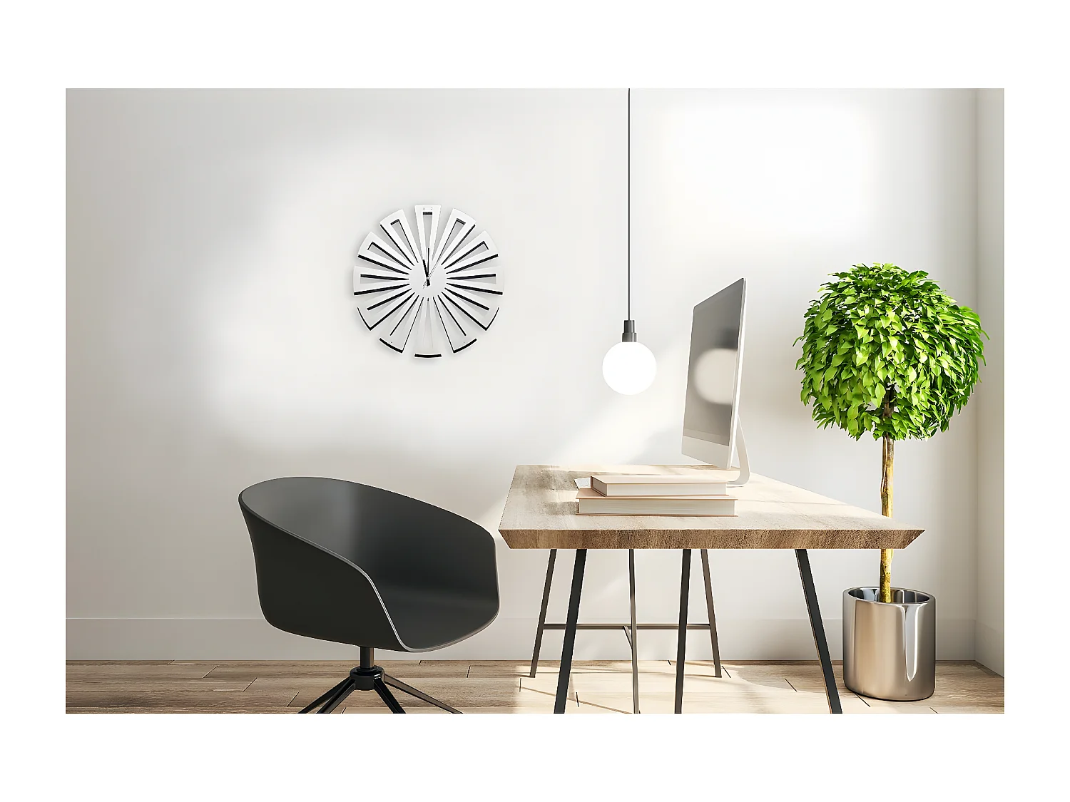 Horloge Murale Géométrique 2, Blanc, 50x1,5x50 cm, EPIKASA