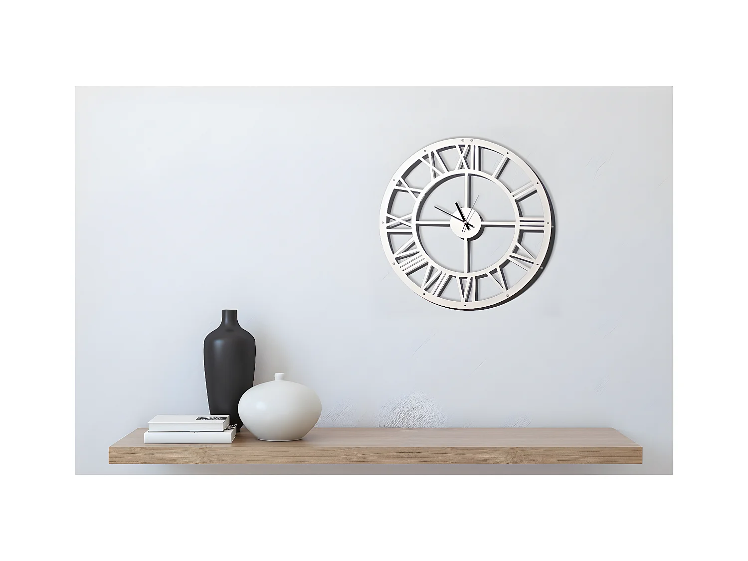 Horloge Murale Vintage 3, Blanc, 50x0,16x50 cm, EPIKASA