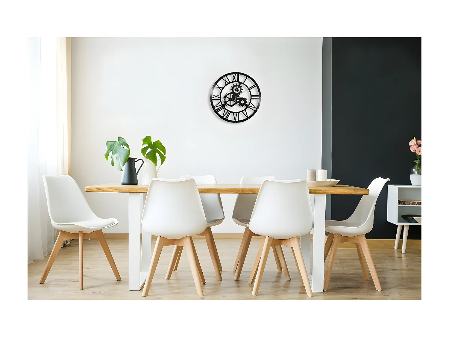 Horloge Murale Vintage, Noir, 50x0,16x50 cm, EPIKASA