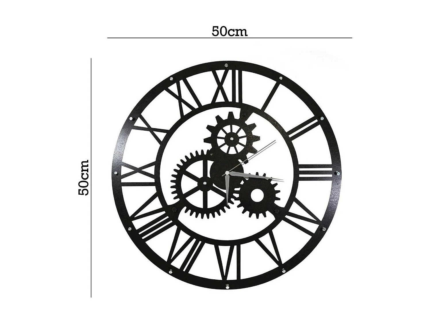 Horloge Murale Vintage, Noir, 50x0,16x50 cm, EPIKASA