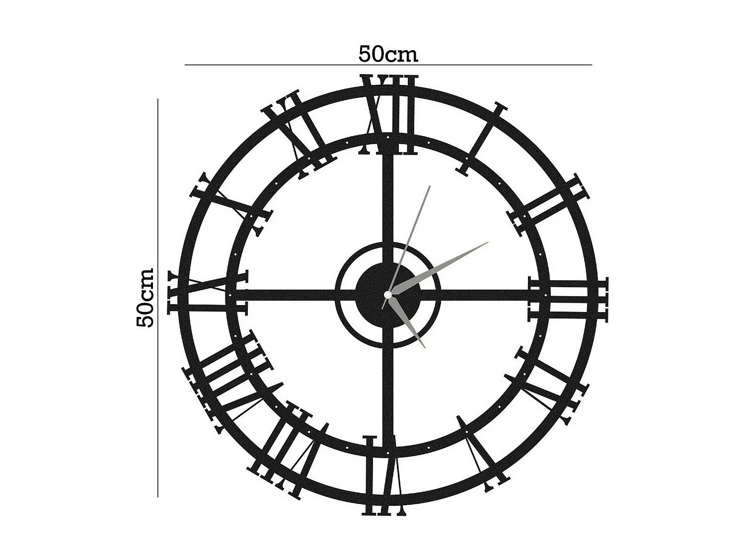 Relógio de Parede Vintage 1, Preto, 50x0,16x50 cm, EPIKASA