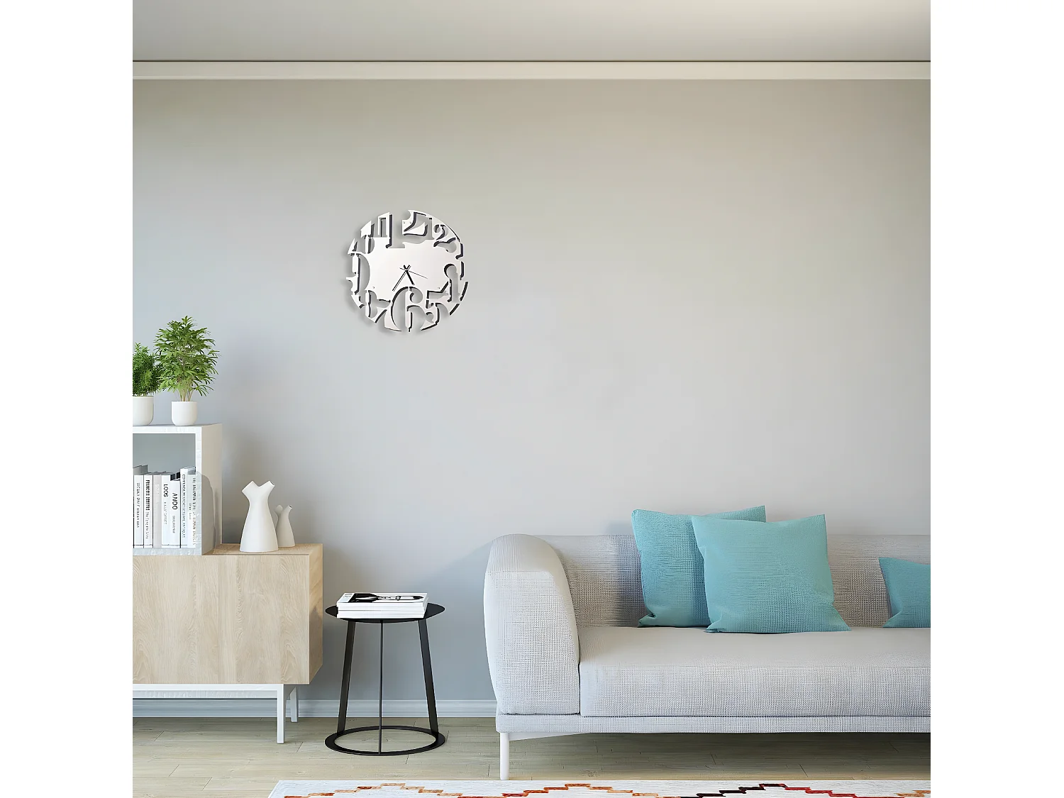 Horloge Murale Nombres 2, Blanc, 50x1,5x50 cm, EPIKASA