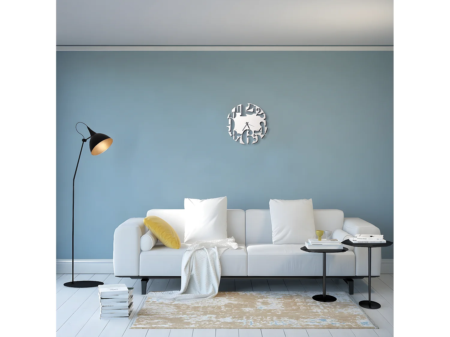 Horloge Murale Nombres 2, Blanc, 50x1,5x50 cm, EPIKASA