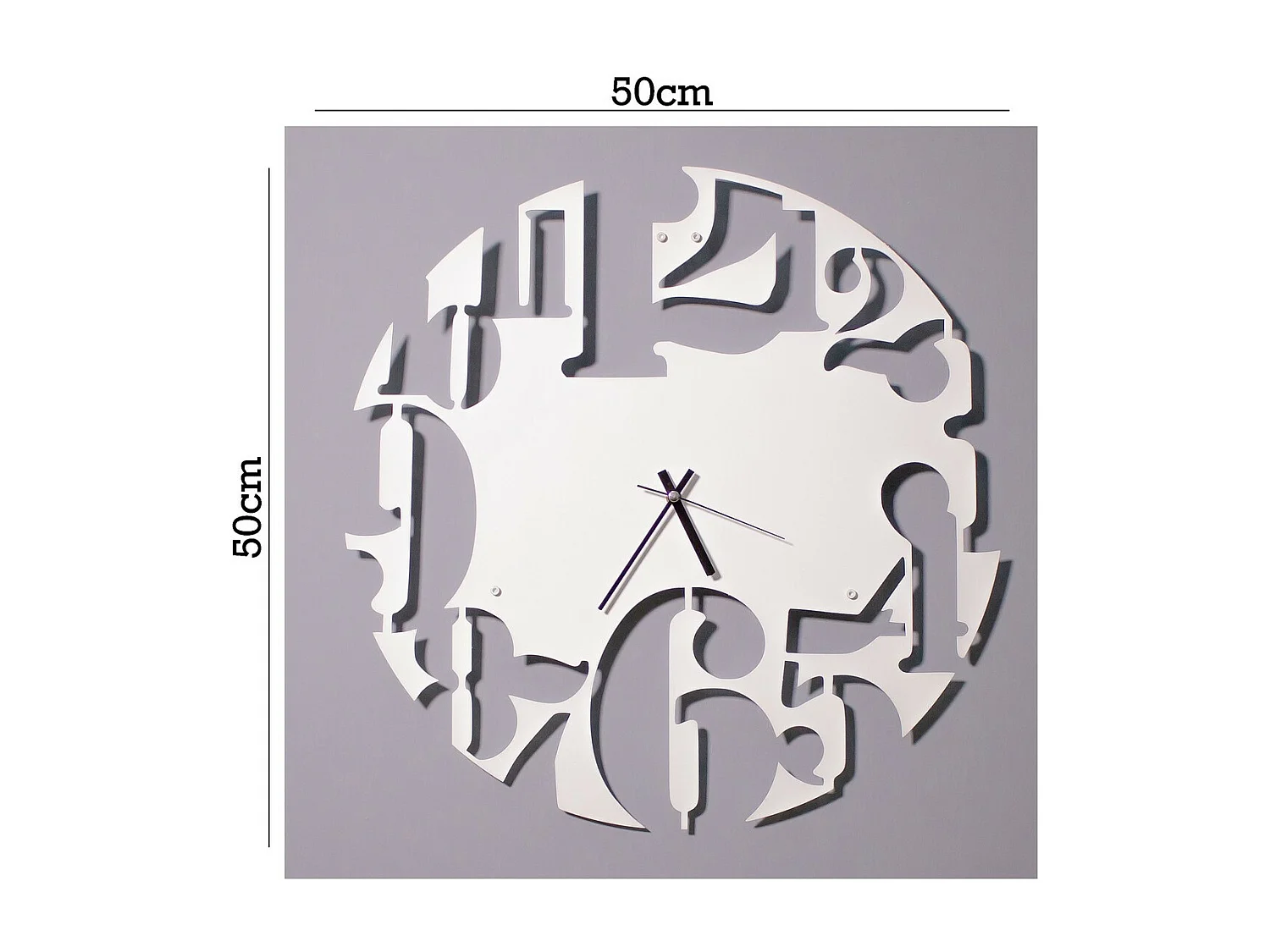 Horloge Murale Nombres 2, Blanc, 50x1,5x50 cm, EPIKASA
