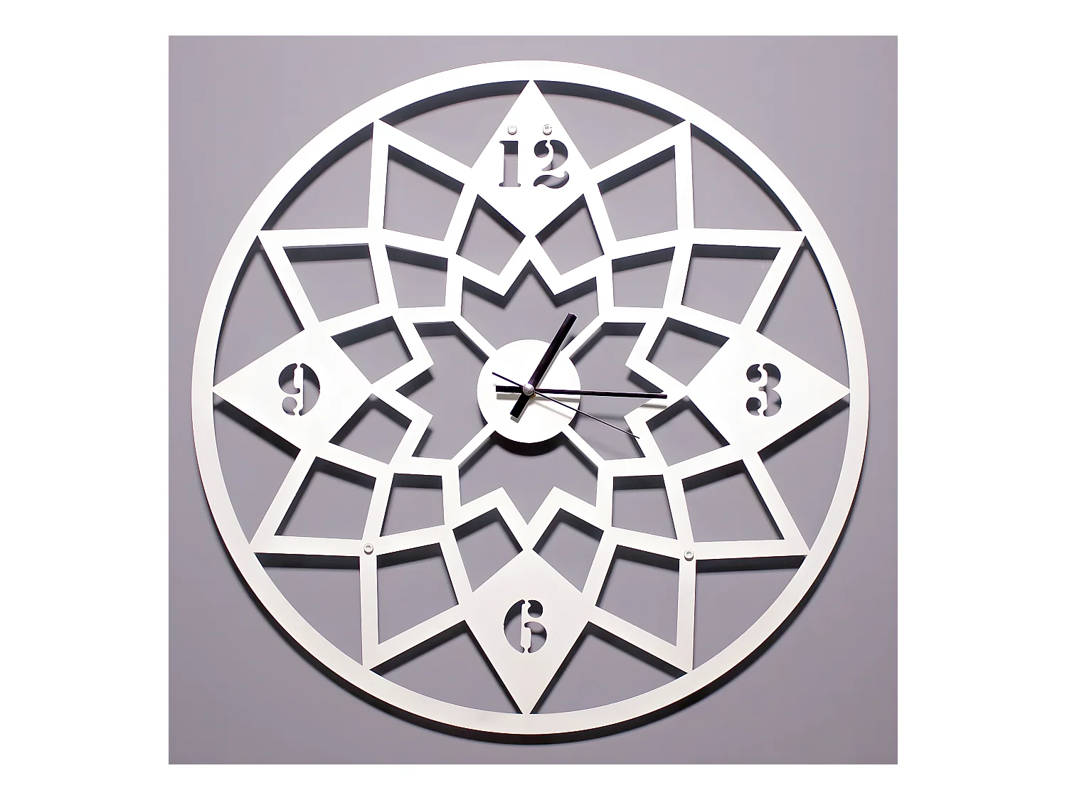 Horloge Murale Géométrique, Blanc, 50x1,5x50 cm, EPIKASA