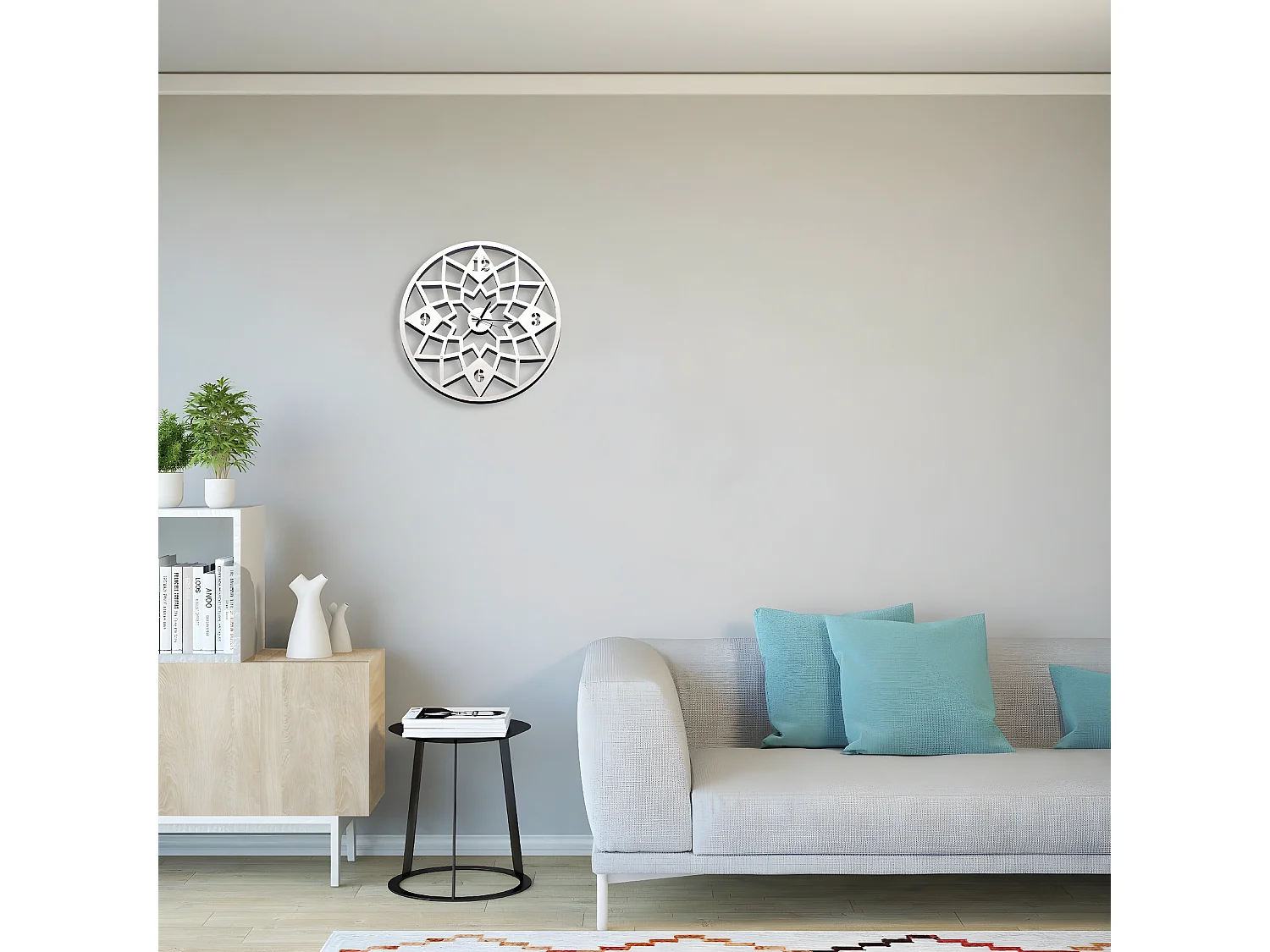 Zegar ścienny Geometryczny, Biały, 50x1,5x50 cm, EPIKASA