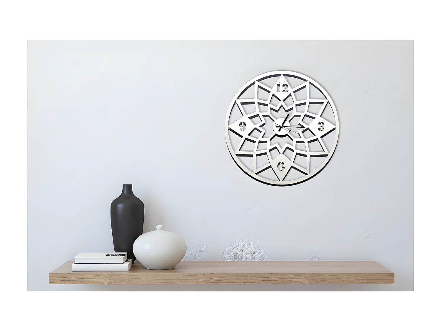 Zegar ścienny Geometryczny, Biały, 50x1,5x50 cm, EPIKASA