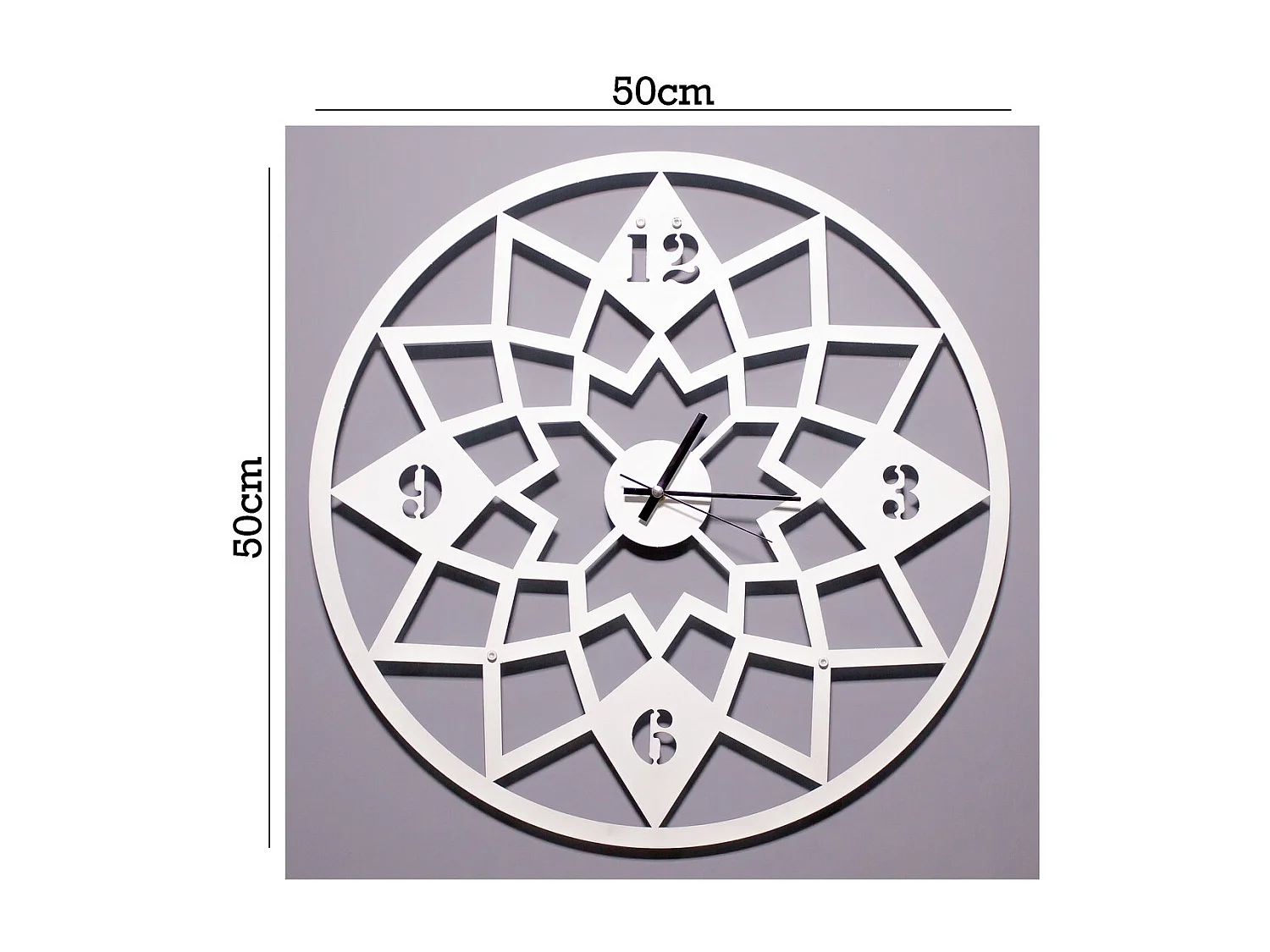 Zegar ścienny Geometryczny, Biały, 50x1,5x50 cm, EPIKASA