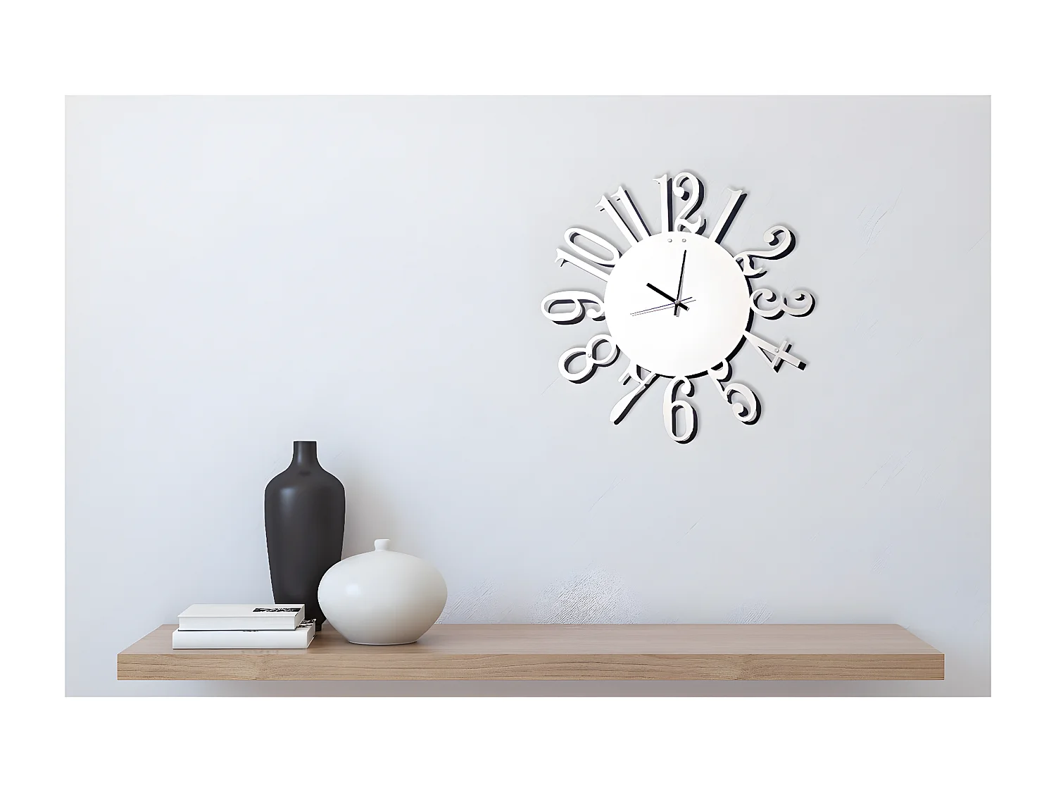 Wandklok Nummers 1 - Wit - 50x1,5x50 cm - EPIKASA