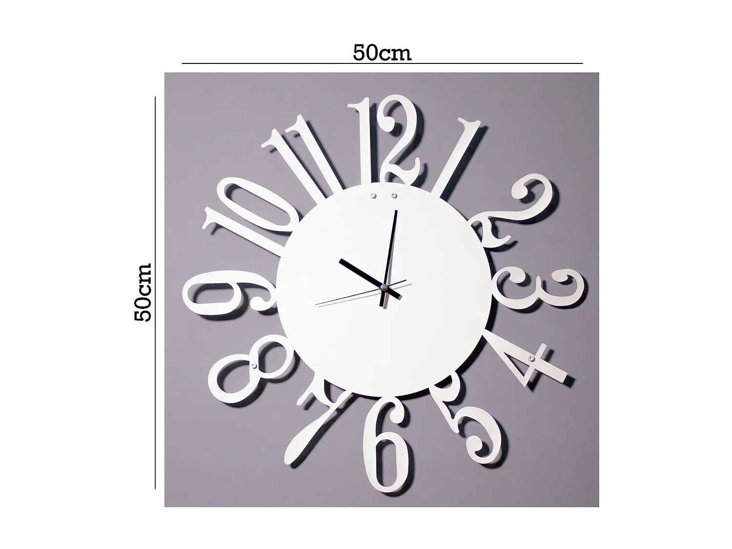 Wandklok Nummers 1 - Wit - 50x1,5x50 cm - EPIKASA