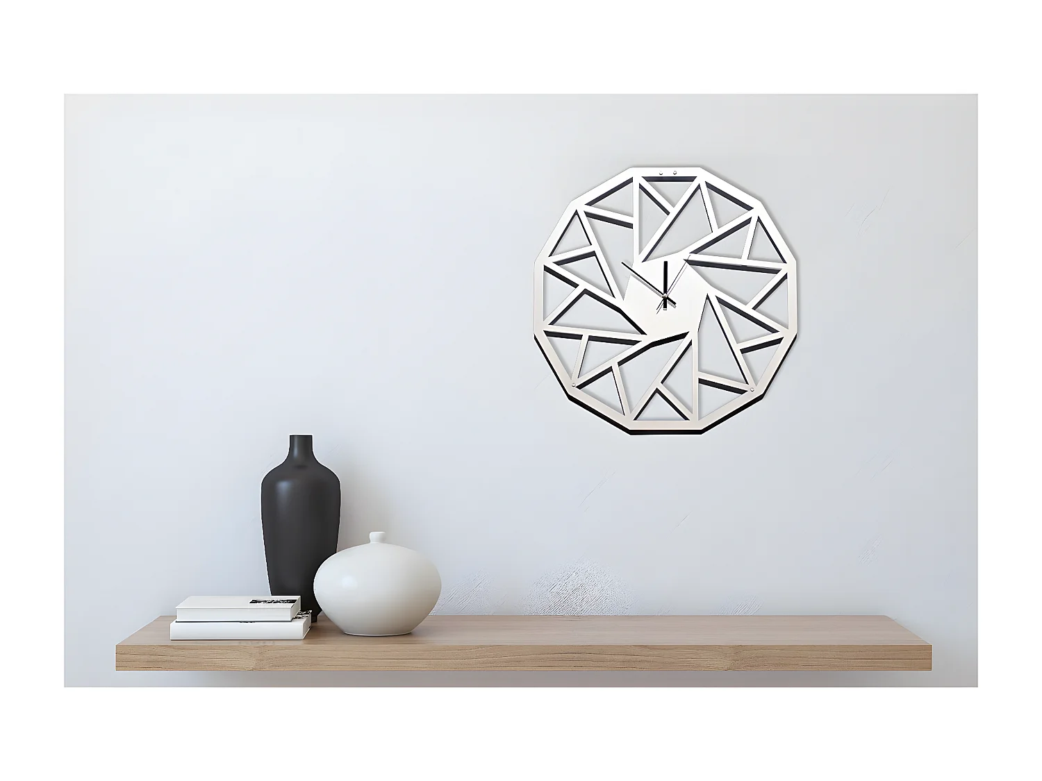 Horloge Murale Géométrique 1, Blanc, 50x1,5x50 cm, EPIKASA