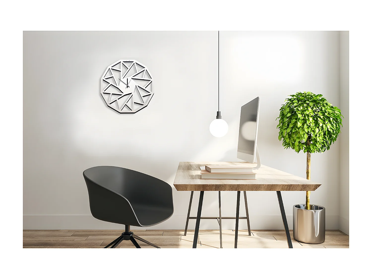 Horloge Murale Géométrique 1, Blanc, 50x1,5x50 cm, EPIKASA