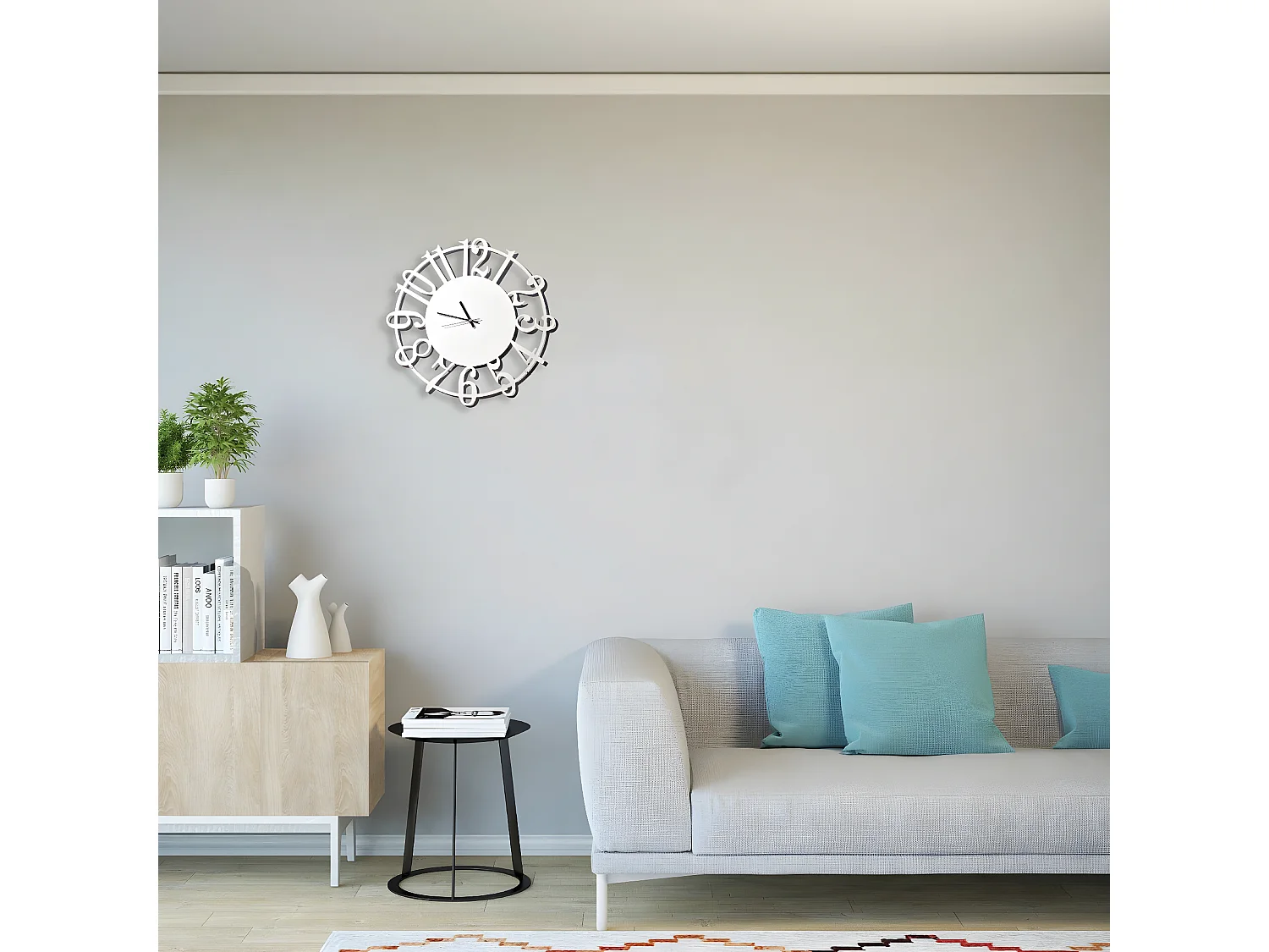 Horloge Murale les Numéros, Blanc, 50x1,5x50 cm, EPIKASA