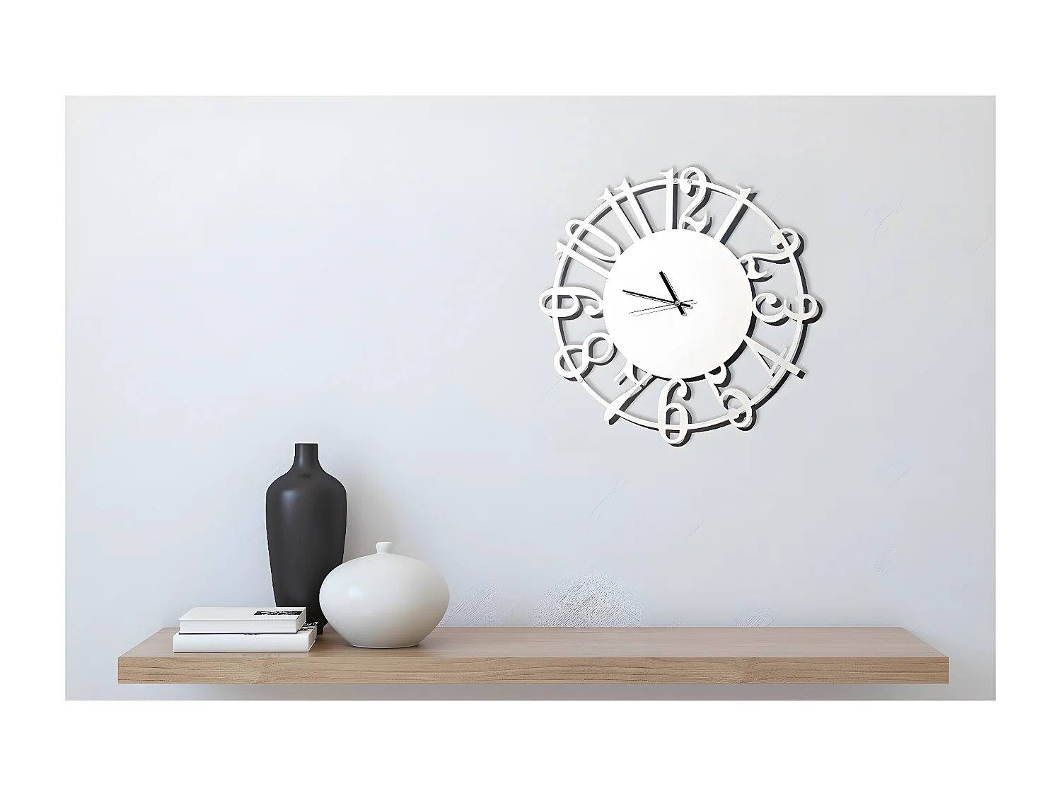Horloge Murale les Numéros, Blanc, 50x1,5x50 cm, EPIKASA