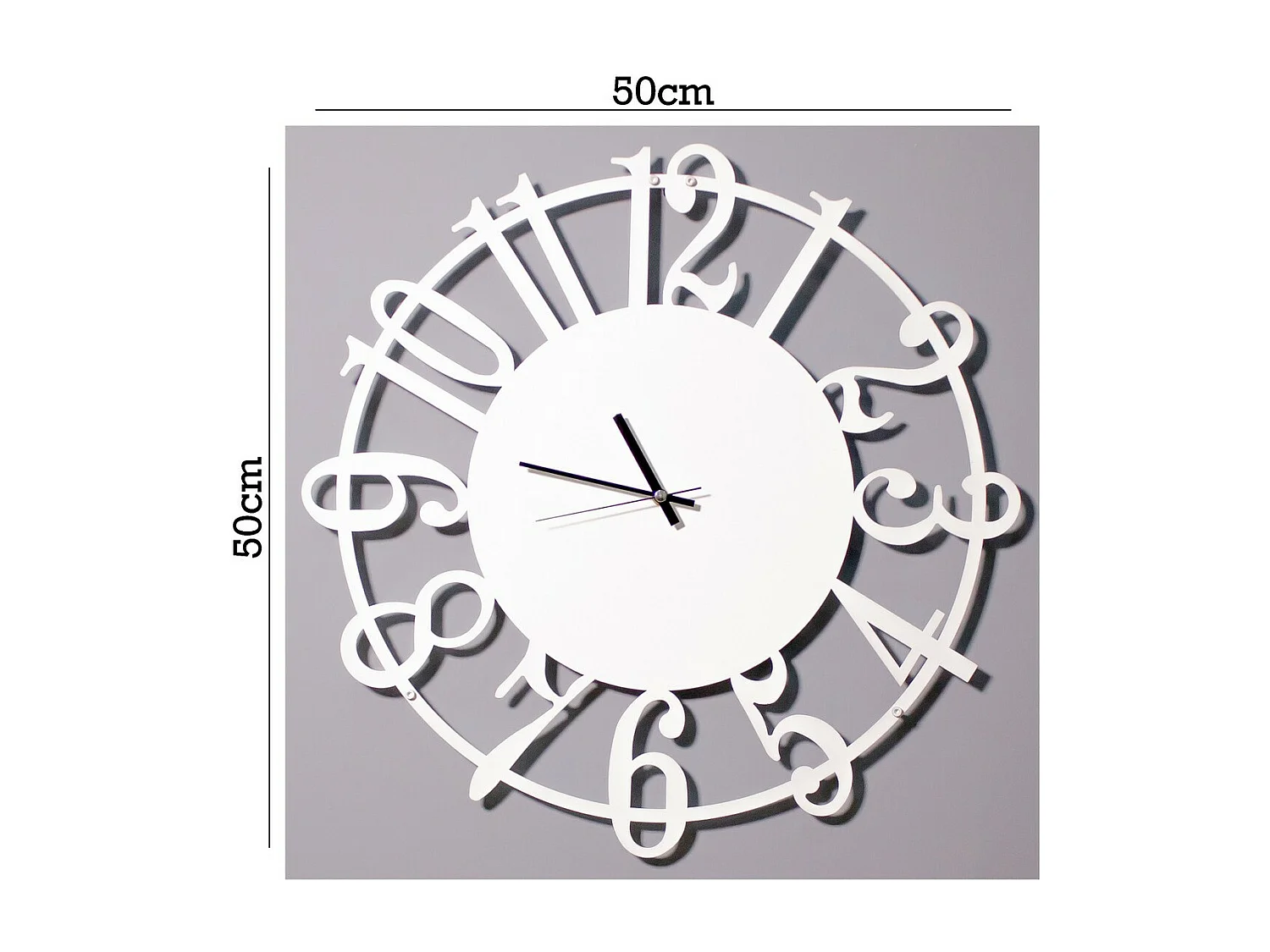 Horloge Murale les Numéros, Blanc, 50x1,5x50 cm, EPIKASA