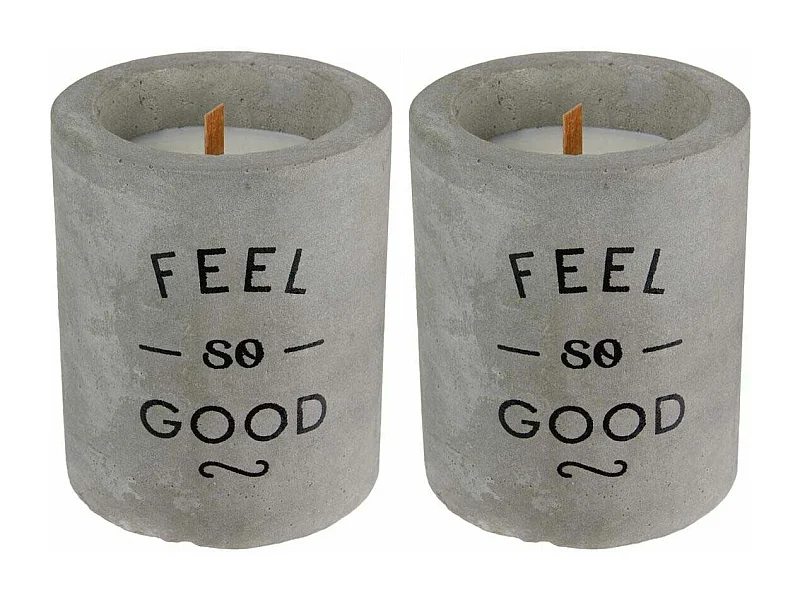 Bougie senteur linge frais pot en ciment (Lot de 2)