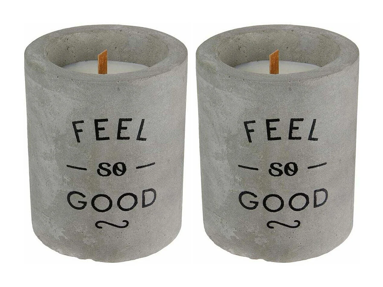 Bougie senteur linge frais pot en ciment (Lot de 2)
