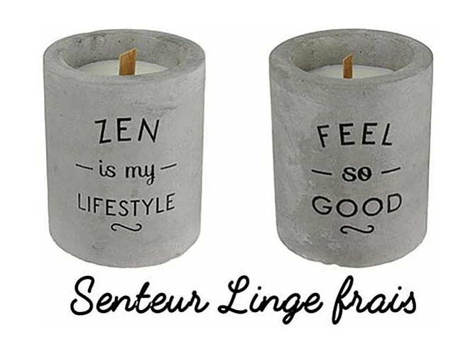 Bougie senteur linge frais pot en ciment (Lot de 2)